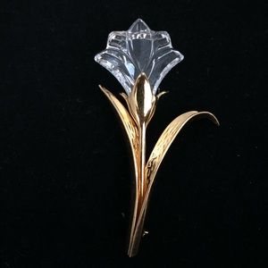Vintage Swarovski Crystal Lily Flower Brooch